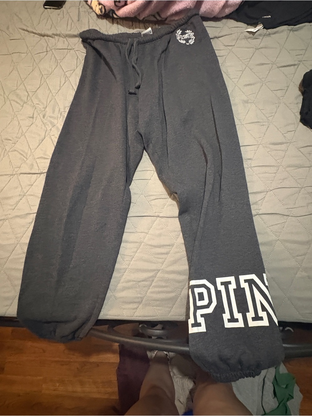 PINK Victoria's Secret Charcoal Gray Track Joggers